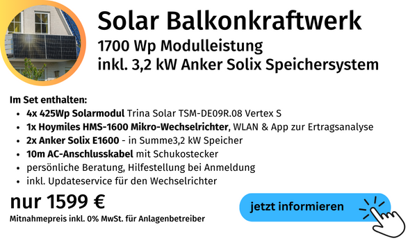 Balkonkraftwerk 800W mit Speicher Angebot