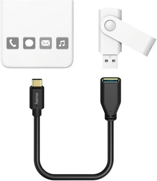 Hama USB Type-C-Adapterkabel (15cm) OTG schwarz