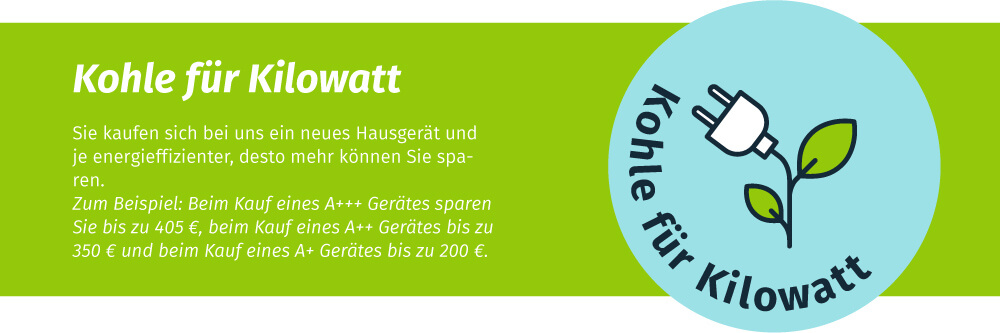 Kohle für Kilowatt Inzahlungnahme für Hausgeräte