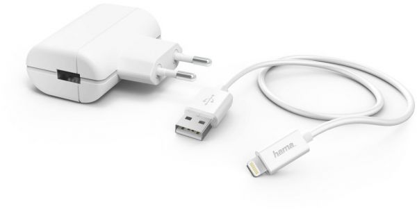 Hama Ladeset Lightning - Kabel + Charger weiß