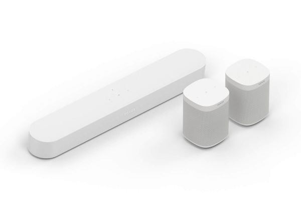 Sonos Beam 5.0 Heimkino Set mit 2x One SL weiß
