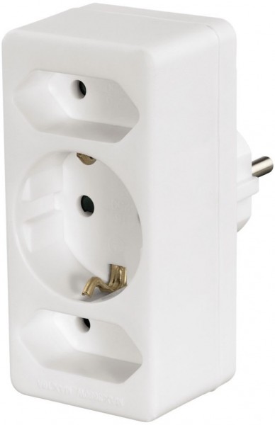 Hama 3fach Multistecker 2 Euro/1 Schuko weiß