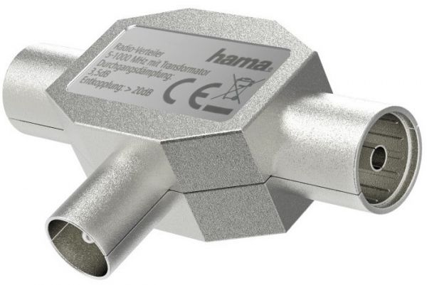 Hama Antennen-Verteiler (1x Stecker, 2x Kupplung) silber