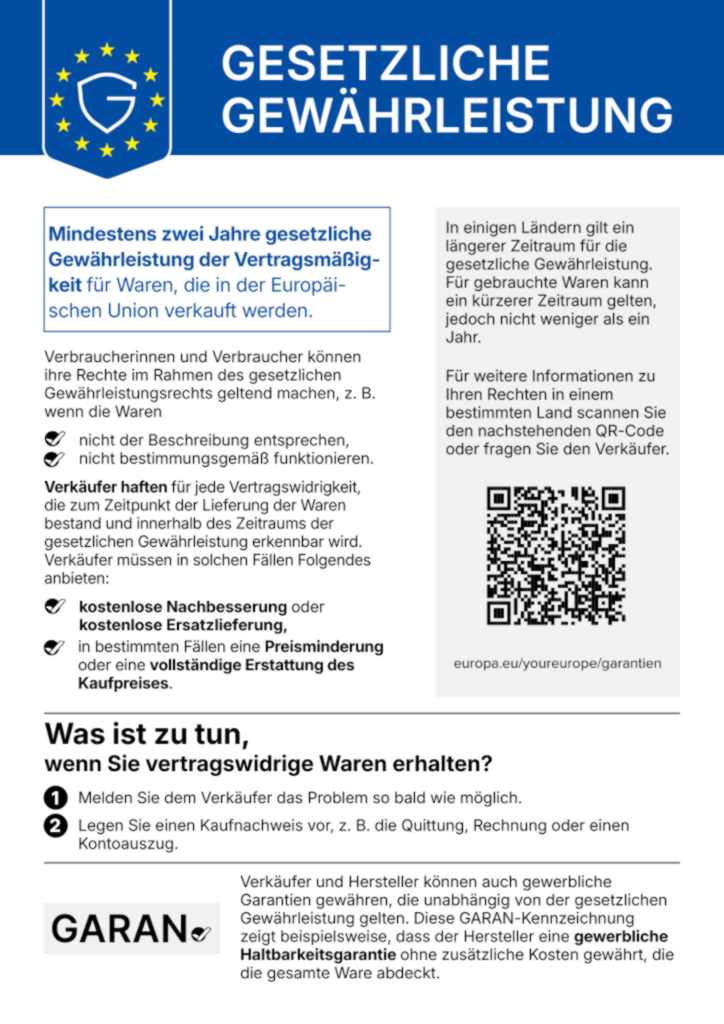 Vorschau Gewährleistungslabel