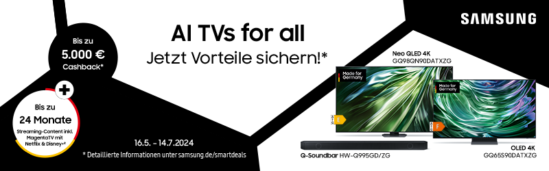 Samsung SmartDeals Cahback TV und Audio 2024