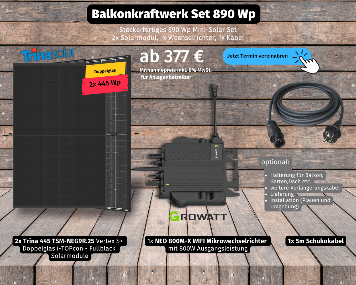 Balkonkraftwermit 2x Modulen und Wechselrichter Plauen