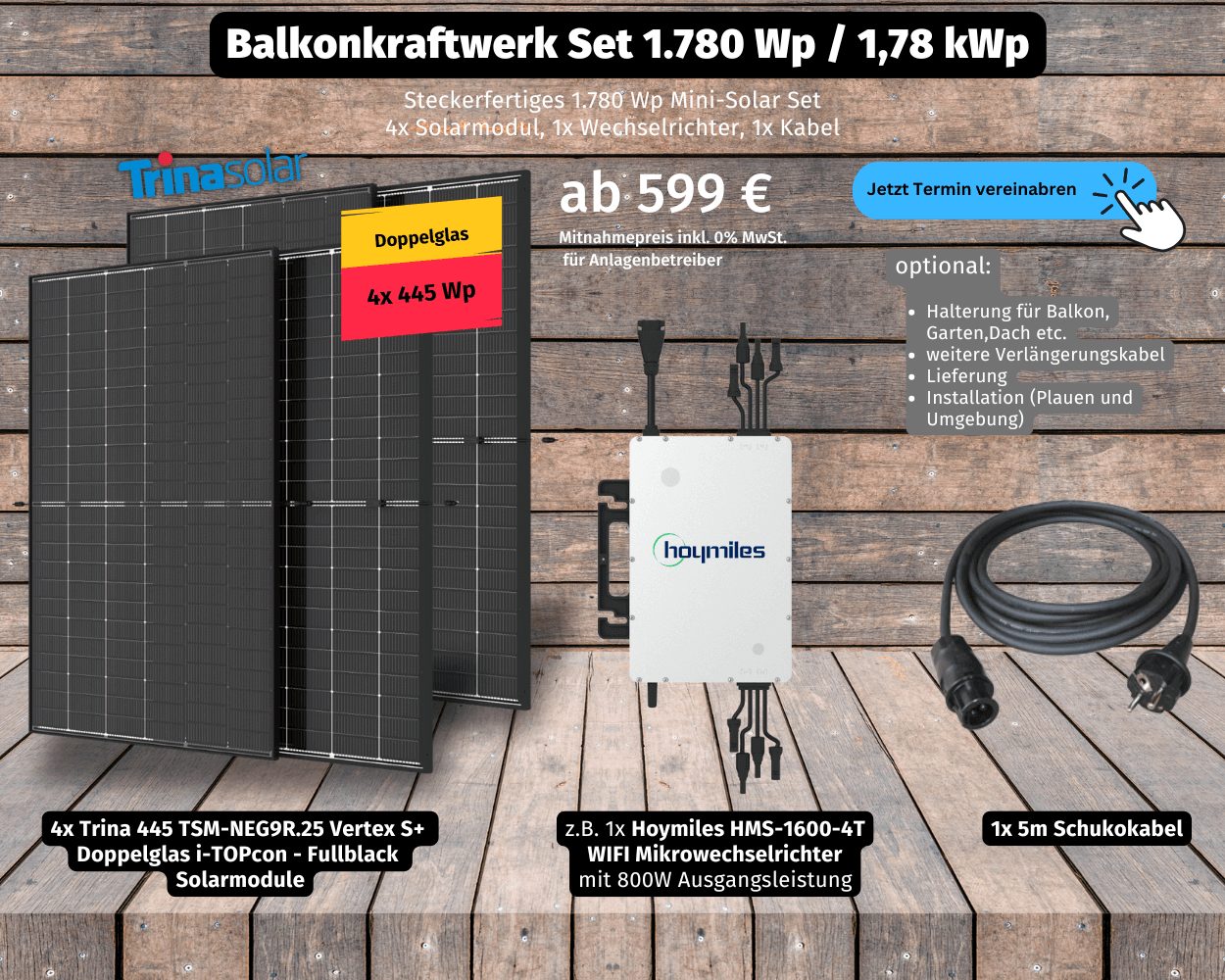 Balkonkraftwermit 4x Modulen und Wechselrichter Plauen